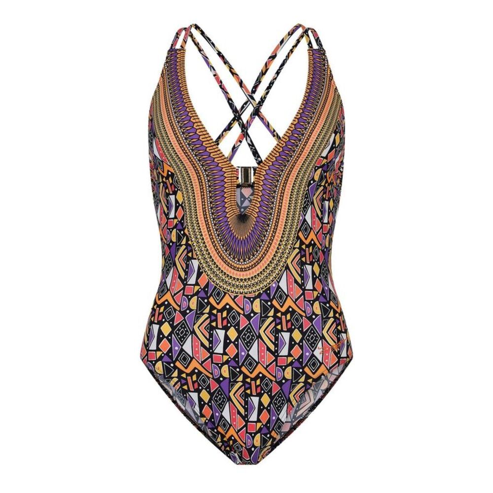 Zoggs Womens/Ladies Culture Jam Cross Back One Piece Bathing Suit / Multicolored